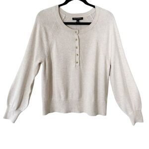 Banana Republic Women’s Raglan Light Oatmeal Heather Henley Sweater Size Medium
